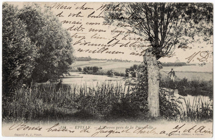EPINAY-SOUS-SENART. - L'Yerres près de la Passerelle. Mulard (1905), 8 lignes, 10 c, ad. 