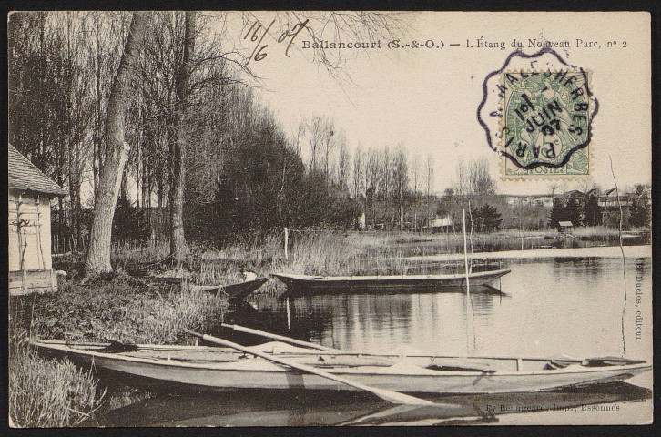 Ballancourt-sur-Essonne.- L'étang du nouveau parc (n°2) (16 juillet 1907). 