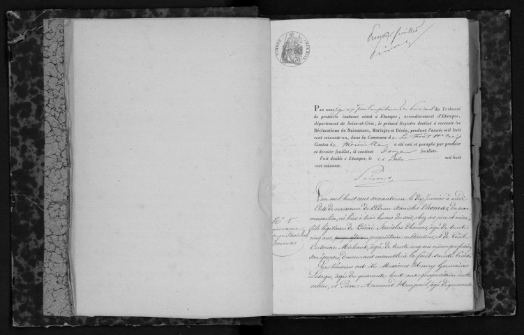 FORET-SAINTE-CROIX (LA). Naissances, mariages, décès : registre d'état civil (1861-1875). 