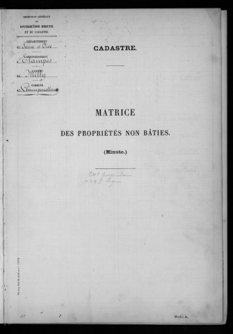 CHAMPMOTTEUX. - Matrice des propriétés non bâties [cadastre rénové en 1934]. 
