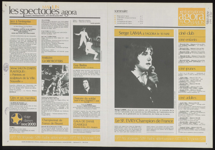 EVRY.- Les spectacles de l'Agora : programme culturel, mai 1979. 