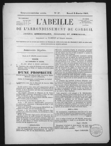 n° 1 (2 janvier 1869)