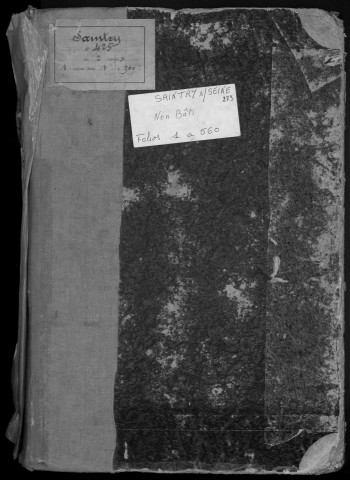 SAINTRY-SUR-SEINE. - Matrice des propriétés bâties et non bâties : folios 1 à 560 [cadastre rénové en 1945]. 