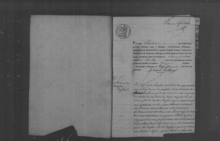 CHAMPMOTTEUX. Naissances, mariages, décès : registre d'état civil (1841-1860). 