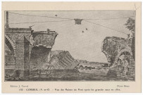 CORBEIL-ESSONNES. - Vue des ruines du pont après les grandes eaux en 1802, Tauvel, dessin. 