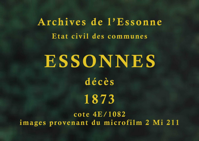 ESSONNES. Décès : registre d'état civil. 