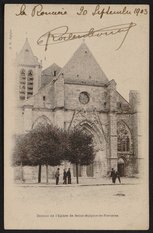 SAINT-SULPICE-DE-FAVIERES.- Devant l'église (20 septembre 1903).