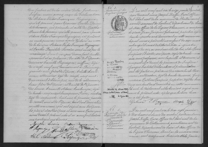 BALLANCOURT-SUR-ESSONNE.- Naissances, mariages, décès : registre d'état civil (1906). 