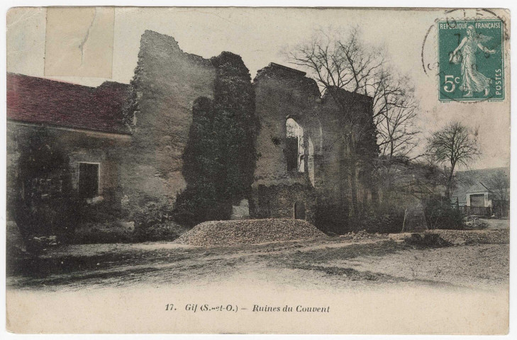GIF-SUR-YVETTE. - Ruines du couvent. Bourdier (1910), 3 mots, 5 c, ad, coloriée. 