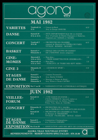 EVRY. - A l'Agora d'Evry : programme culturel, mai-juin 1982. 