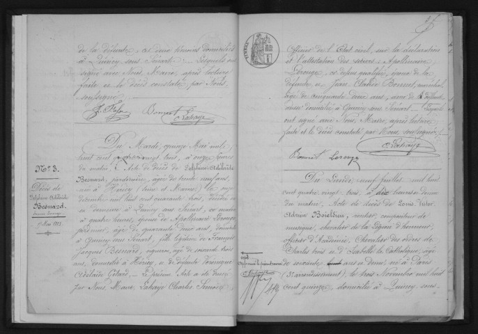 QUINCY-SOUS-SENART. Naissances, mariages, décès : registre d'état civil (1883-1896). 