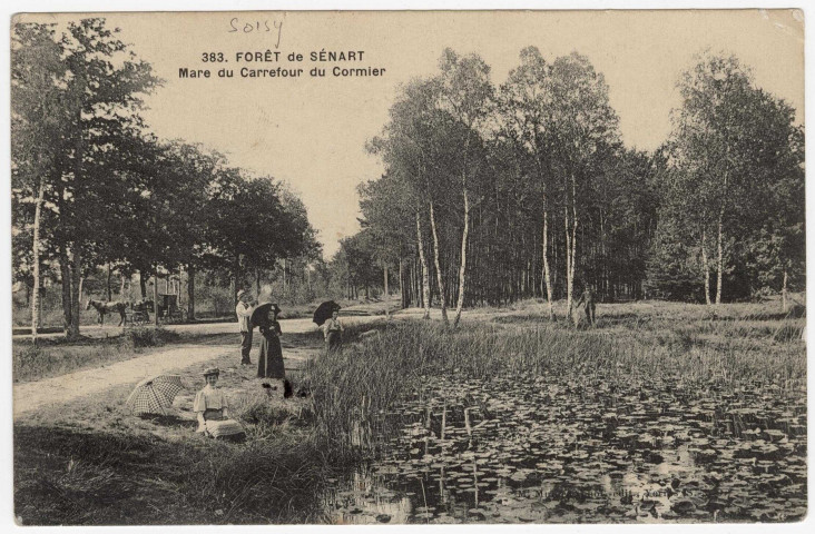 SOISY-SUR-SEINE. - Mare du carrefour du Cormier [1913, 2 timbres à 5 centimes]. 