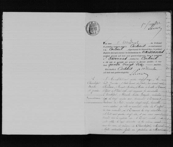 ESSONNES. Naissances : registre d'état civil (1891). 