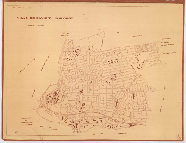 SAVIGNY-SUR-ORGE. - Plan de Savigny-sur-Orge, avril 1972. Ech. 1/5 000. Papier. N et B. Dim. 80 x 103,5 cm. [1 plan].