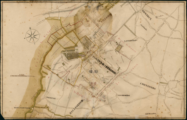 BALLANCOURT-SUR-ESSONNE et FONTENAY-LE-VICOMTE : - Plans géométriques du fief Dunoyer réuni en partie avec celui de la La Salle aux Payens.