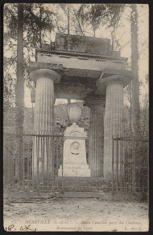 MEREVILLE.- Château : le monument de Cook (3 janvier 1905).