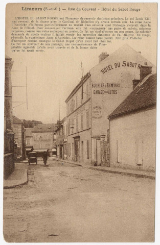 LIMOURS-EN-HUREPOIX. - Rue du couvent. Hôtel du Sabot Rouge. Berthier, cl. 19A6e. 