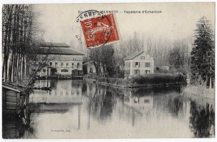 ECHARCON. - Papeteries d'Echarcon. Gourgeois (1907), 4 lignes, 10 c, ad. 