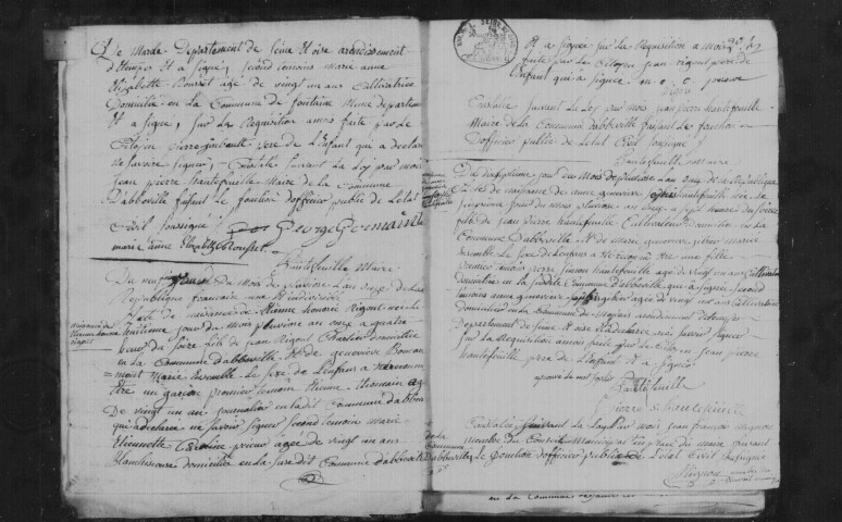 ABBEVILLE-LA-RIVIERE. Registre de naissances, mariages et décès (an XI-1830).