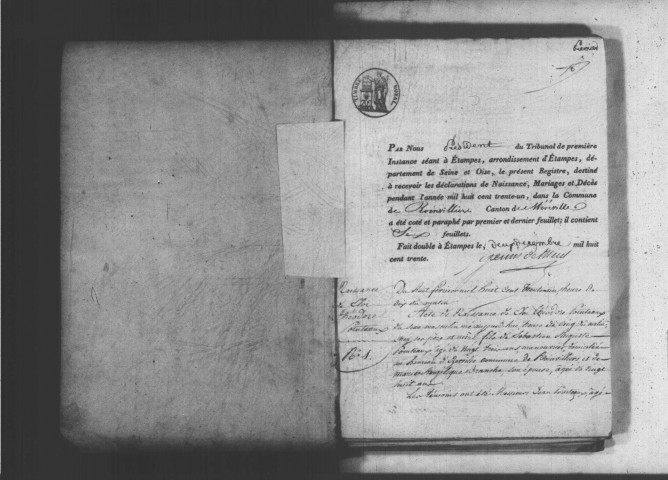 ROINVILLIERS. Naissances, mariages, décès : registre d'état civil (1831-1860). 