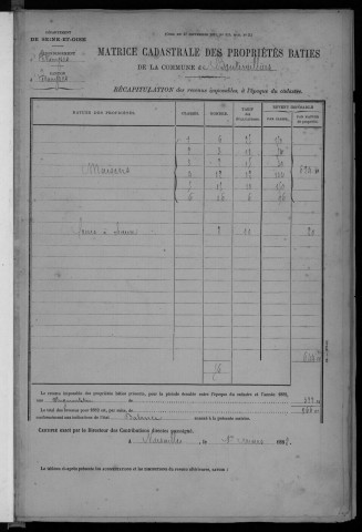 BOUTERVILLIERS. - Matrice des propriétés bâties [cadastre rénové en 1933]. 