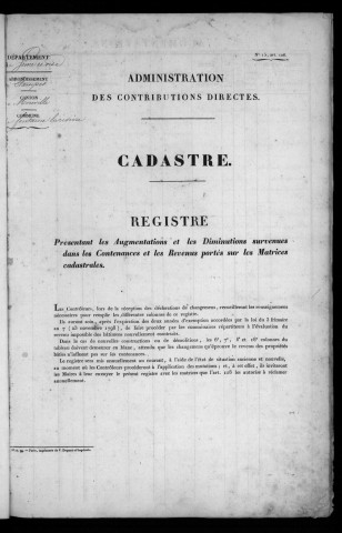 FONTAINE-LA-RIVIERE. - Matrice des propriétés bâties et non bâties [cadastre rénové en 1935]. 