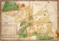 JANVRY. - Plans d'intendance. Plan dressé par SCHMID (1784), Ech. 1/200 et 1/225 perches, Dim. 75 x 50 cm. 