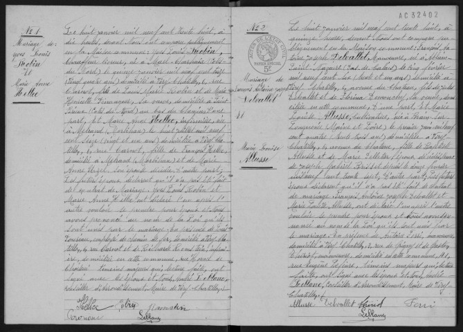 VIRY-CHATILLON. - Mariages : registre d'état civil.