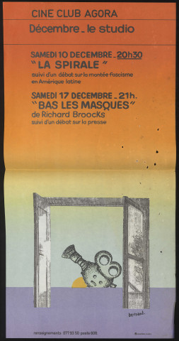 EVRY. - Cinéma. Projection de film : la spirale et Bas les masques, Ciné club de l'Agora, [décembre 1978]. 