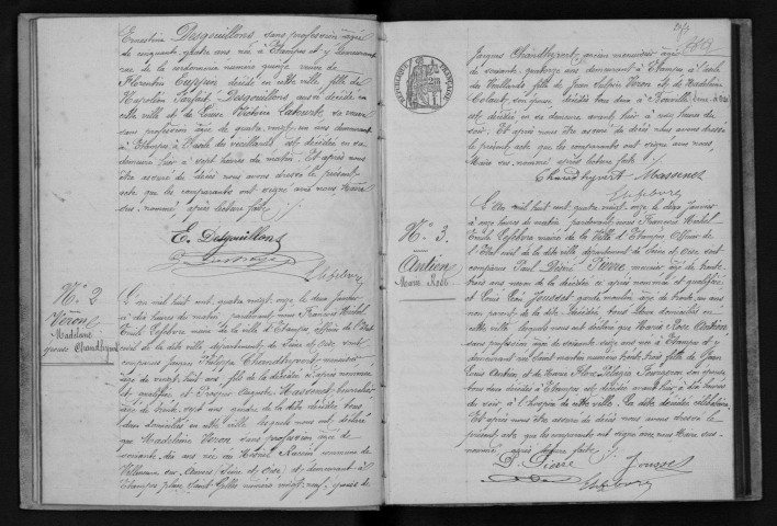 ETAMPES. Décès : registre d'état civil (1891). 