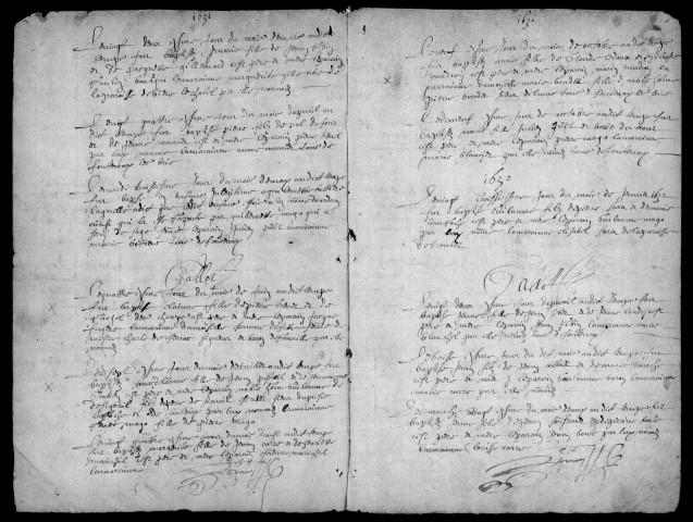 FONTENAY-LES-BRIIS. - Etat civil, registres paroissiaux : registre des baptêmes, mariages et sépultures (1630-1670). 