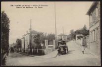 YERRES.- Route de Crosnes, chemin de Bellevue et la poste [1904-1920].