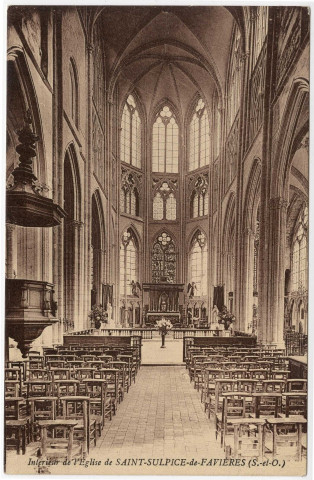 SAINT-SULPICE-DE-FAVIERES. - Intérieur de l'église [Editeur Rameau, sépia]. 