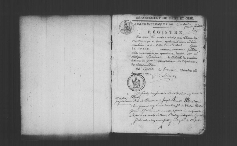 CORBEIL. Naissances : registre d'état civil (1808-1811). 