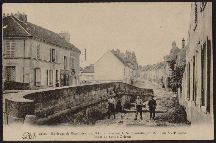 Linas.- Route de Paris à Orléans : Pont sur la Sallemouille [1904-1920] 