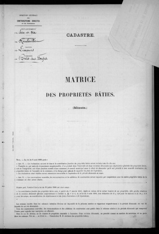 BRIIS-SOUS-FORGES. - Matrice des propriétés bâties [cadastre rénové en 1933]. 
