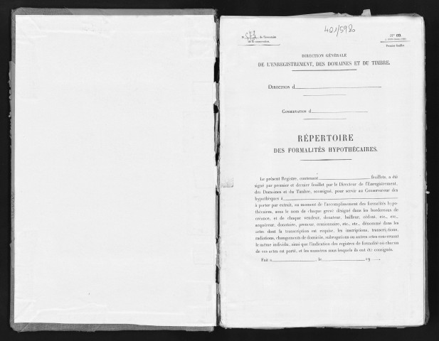 Conservation des hypothèques de CORBEIL. - Répertoire des formalités hypothécaires, volume n° 573 : A-Z (registre ouvert vers 1930). 