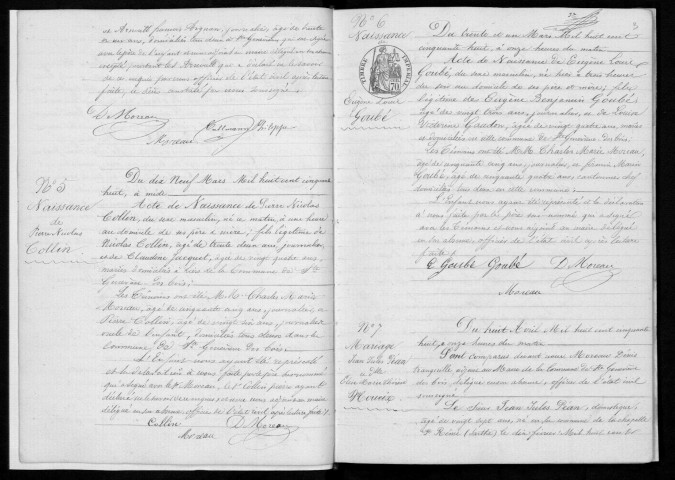SAINTE-GENEVIEVE-DES-BOIS. Naissances, mariages, décès : registre d'état civil (1858-1870). 