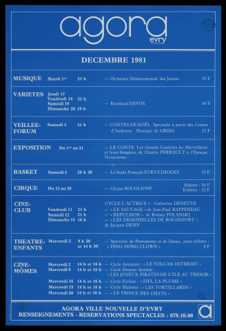 EVRY. - A l'Agora d'Evry : programme culturel, décembre 1981. 