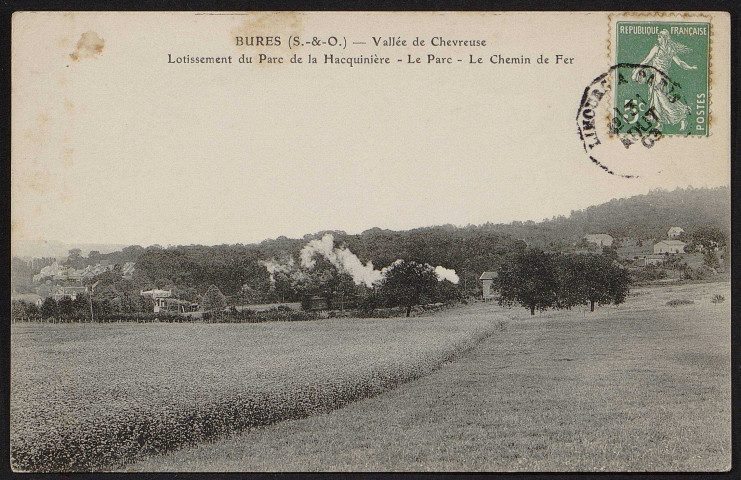 Bures-sur-Yvette.- Vallée de Chevreuse. Lotissement du parc de la Hacquinière, le parc, le chemin de fer. 