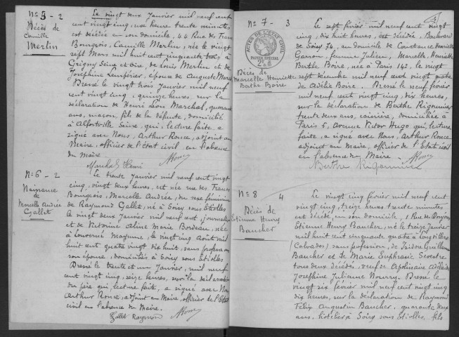 SOISY-SUR-SEINE (anciennement SOISY-SOUS-ETIOLLES). - Naissances, mariages, décès : registre d'état civil.