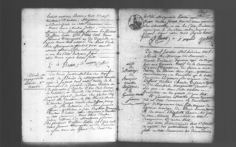 MONTGERON. Naissances, mariages, décès : registre d'état civil (1809-1815). 