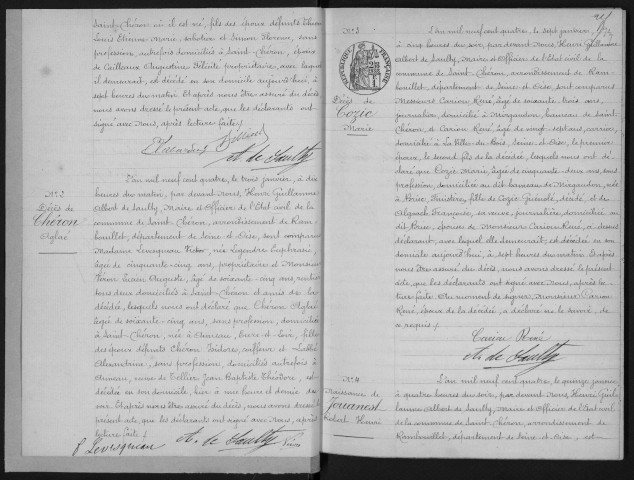 SAINT-CHERON. - Naissances, mariages, décès : registre d'état civil.