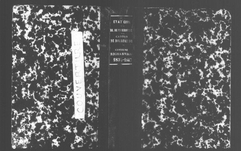 RICHARVILLE. Naissances, mariages, décès : registre d'état civil (1834-1847). 