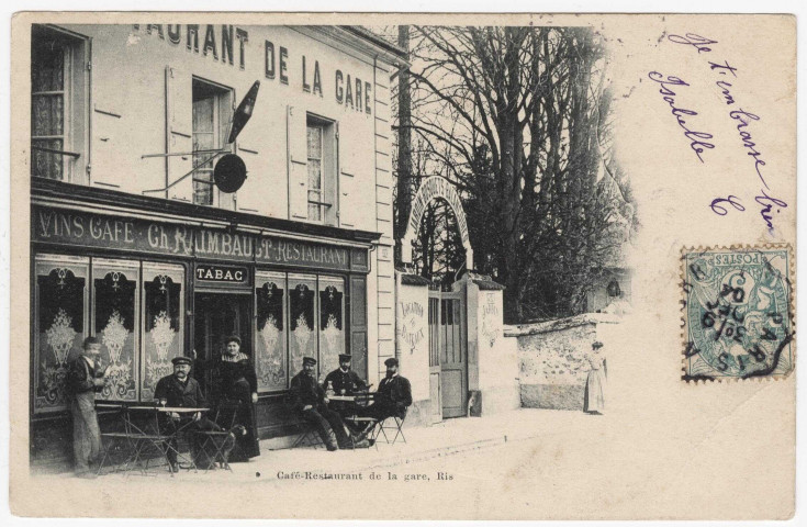 RIS-ORANGIS. - Café-restaurant de la Gare [Editeur Bréger, 1904, timbre à 5 centimes]. 