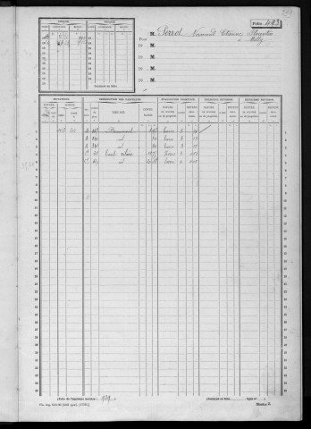 ONCY-SUR-ECOLE. - Matrice des propriétés non bâties : folios 493 à la fin [cadastre rénové en 1934]. 