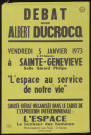 SAINTE-GENEVIEVE-DES-BOIS. - Débat avec Albert Ducrocq : L'espace au service de notre vie, Salle Gérard Philippe, 5 janvier 1973. 