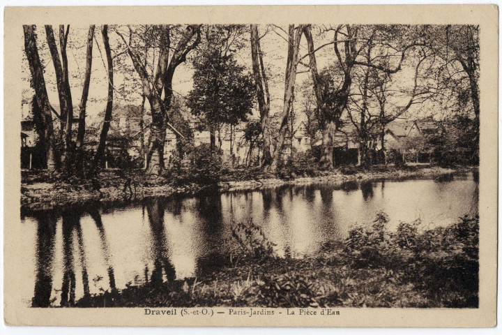 DRAVEIL. - Paris-Jardins. La pièce d'eau. J.Pierre, sépia. 