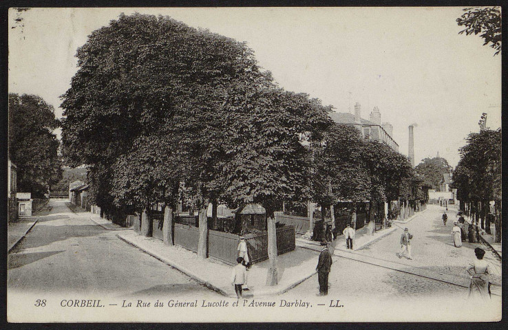 Corbeil-Essonnes.- La rue du Général Lucotte et l'avenue Darblay (1914). 