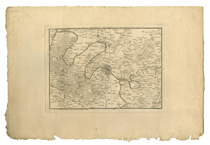 PARIS (environs de).- Réduction des neuf feuilles des environs de Paris de M. l'abbé Delagrive, par l'auteur, 1754, Sans éch. N et B. Dim. 34 x 49 cm. 